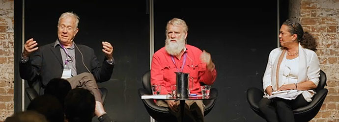 Henry Reynolds, Bruce Pascoe with ABC's Lydia Miller
