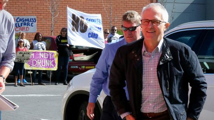 Protesters were on the streets when Prime Minister Malcolm Turnbull visited Ceduna in 2016