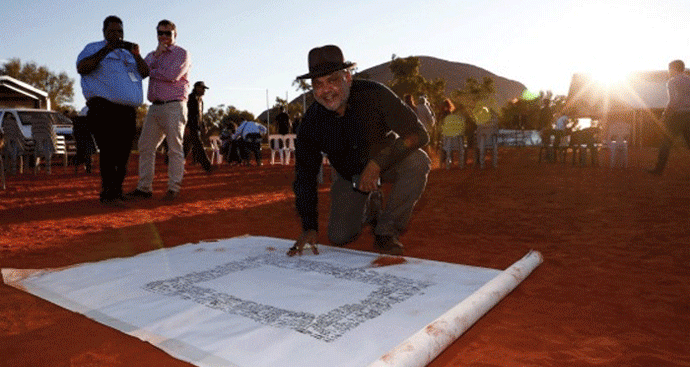Noel Pearson with the Uluru Statement signed at the convention but the wording arrived later