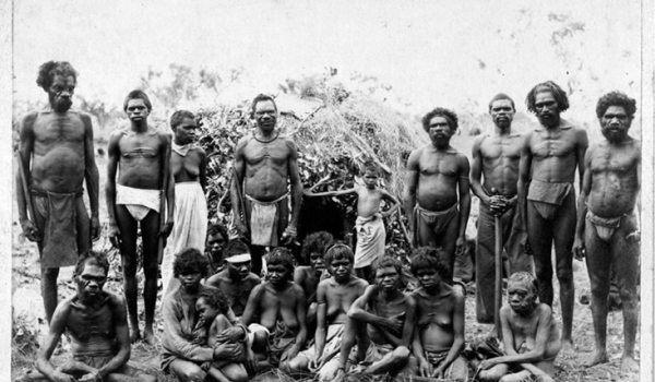These people are possibly Karajarri traditional owners, camped in the vicinity of 'LaGrange bay' rations station after being forcibly dispossessed from their tribal lands.