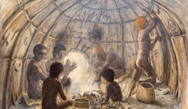 Aboriginal dome hut interior