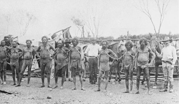 ‘Chain Gang Western Australia’, photographer Alexander Morton, 1897; prepared by J. W. Beattie.  Source: Courtesy of the Tasmanian Museum and Art Gallery, Q1986.8.138.