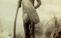 acky Yeralena also known as Caldi Caldi from between Lake Eyre and Lake Blance in South Australia, 1892. He is shown with long, hand-held, fighting boomerang and shield - James Taylor / IDIDJ Australia