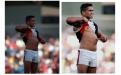 Nicky Winmar AFL Football player shows the colour of his skin to the crowd after another harrowing day of onfield racism