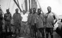WA Aboriginal prisoners on steamship, either being taken to Roebourne or Rottnest Island Prisons