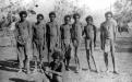 Aboriginal men in chains on Ord River Station, 1900s. (Battye 004648d)