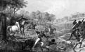 'Mounted Police and Blacks' depicts the killing of Aboriginals at Slaughterhouse Creek by British troops. Australian War Memorial image ART50023